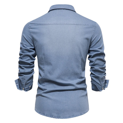 Herren Langarm Hemd aus elastischer Baumwolle im Casual Stil für Designer Kleidung