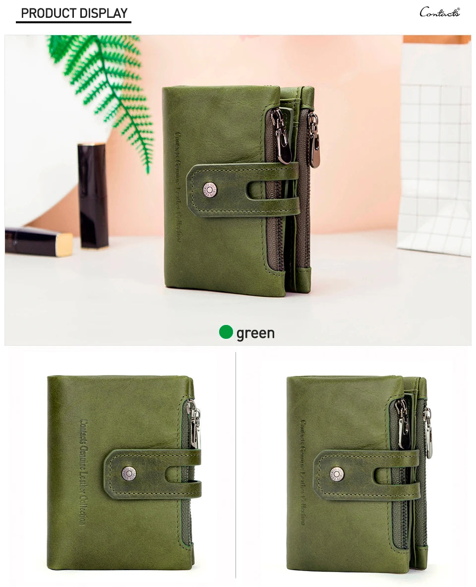 Damen Echtleder Geldbörse Bifold Vintage Kartenhalter Münzfach Geldclip