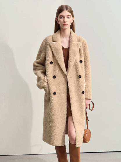 Damen Anzug im minimalistischen Stil mit zweireihigem Kragen und Taschen