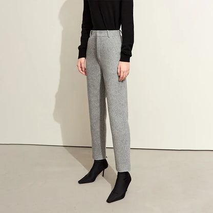 Damen Wollmantel im Minimalismus-Stil für Büro und Winter mit Taschen