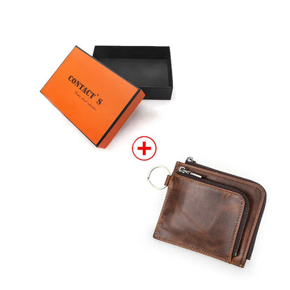 Herren Echtleder Geldbörse RFID Schlüsselanhänger Karten Münzfach Mini Reise Geschenk