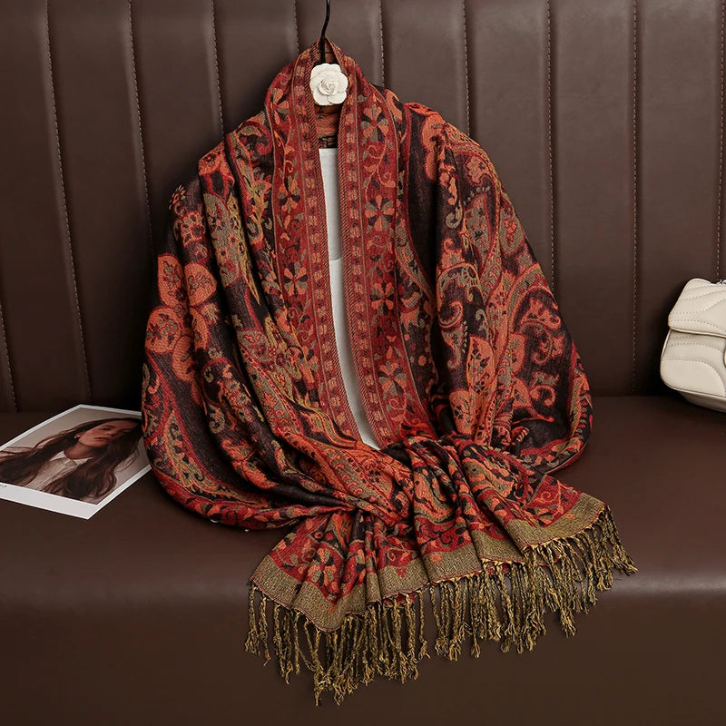 Damen Winterschal Kaschmir Pashmina Luxus Druck warm Stolen Foulard Baumwolle