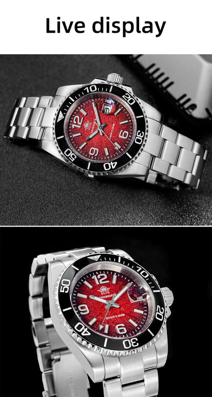 Herren-Taucheruhr 41 mm mit BGW9-Leuchtmasse und 20 Bar