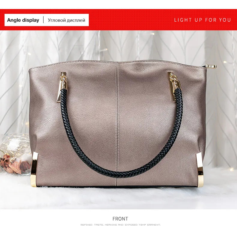 Damen Handtasche aus Rindsleder – Elegante Schultertasche mit Reißverschluss und großem Stauraum