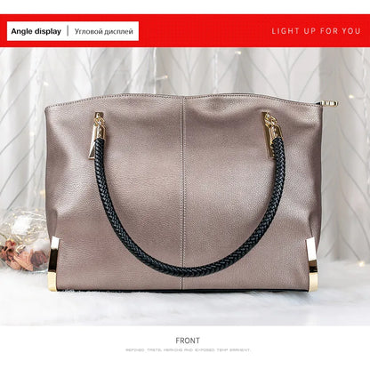 Damen Handtasche aus Rindsleder – Elegante Schultertasche mit Reißverschluss und großem Stauraum