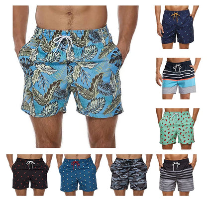 Herren-Badeshorts mit Farbverlauf, schnelltrocknend, mit Reißverschlusstaschen und Mesh-Futter – modische Schwimmshorts für den Strand