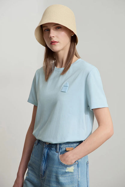 Damen T-Shirt aus Eisprozellan mit Rundhalsausschnitt und antibakteriellen Eigenschaften