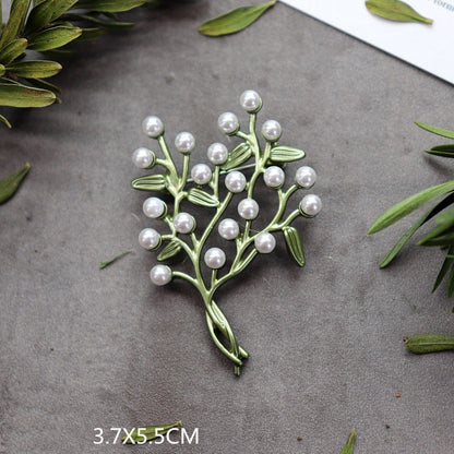 Brosche Pflanze Perle Handgemacht Retro Corsage Damen Mantel