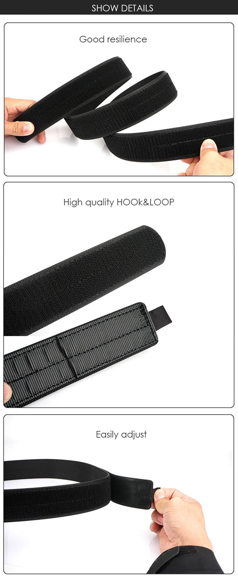 Herren-Taktischer Innengürtel aus Nylon mit Klettverschluss, 4,3 cm Breite, Verstellbar 105–135 cm