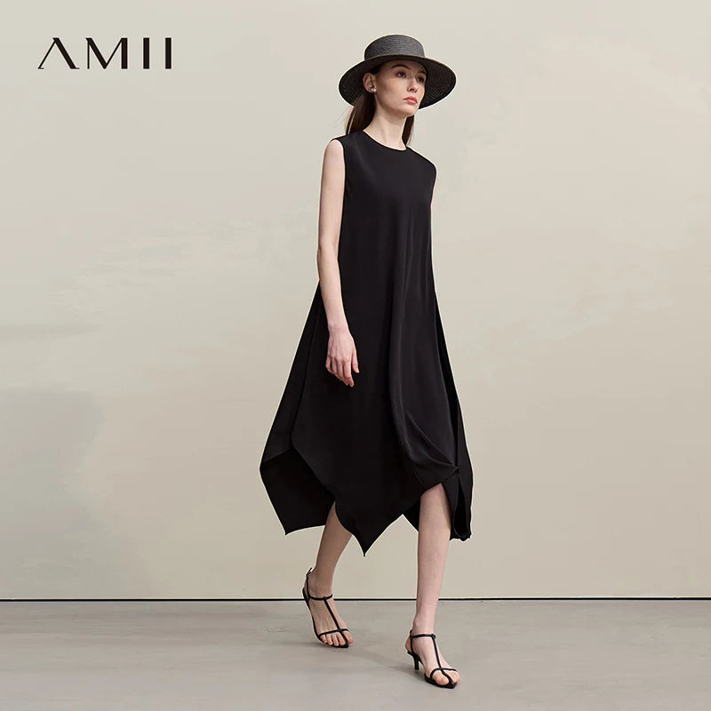 Sommerkleid Damen Armenlos Mit Plissee Und Taillenakzent