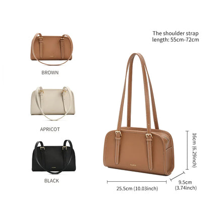 Damen Schultertasche aus PU-Leder im Baguette-Stil Casual