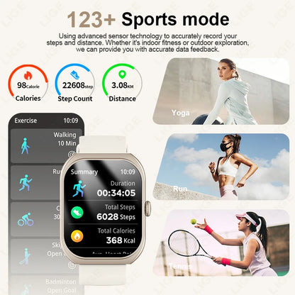 LIGE Neue 2,01'' 3D Gebogene Bildschirm Smart Uhr Bluetooth Anruf Blut Sauerstoff Herzfrequenz Sport Fitness Armband Wasserdichte Smartwatch
