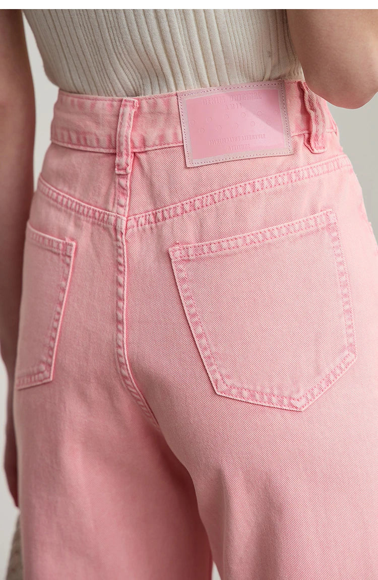 Damenjeans im minimalistischen Retro-Stil mit geradem Bein aus Baumwolle