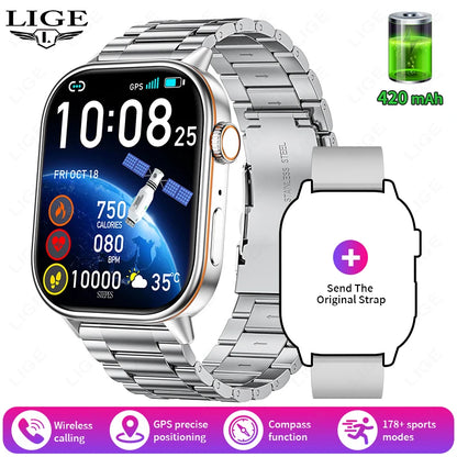 Männer GPS Smartwatch mit 2,01 Zoll HD Bildschirm und Bluetooth-Anruf