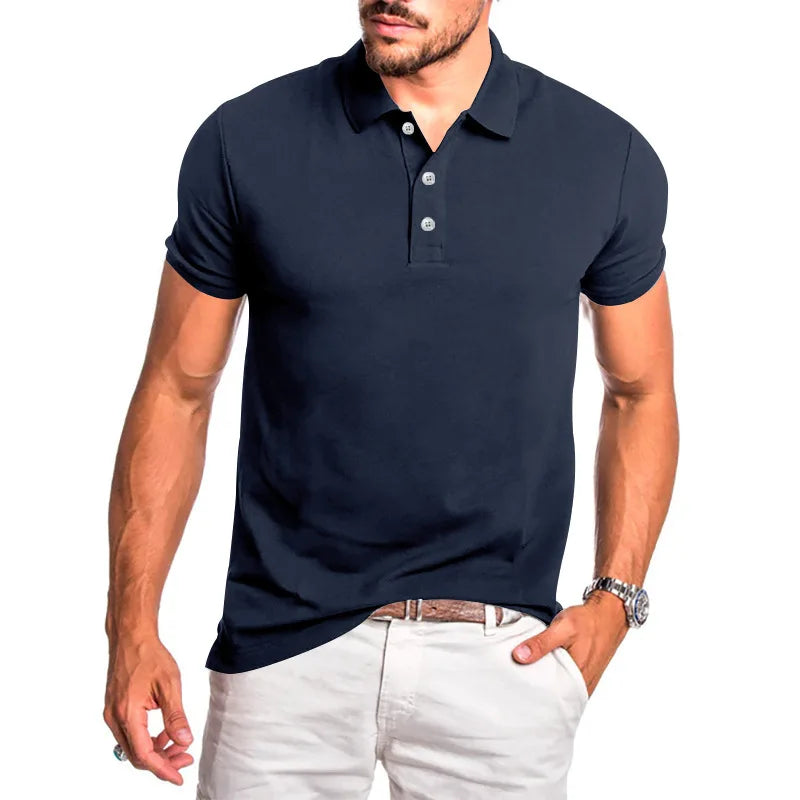 Herren-Poloshirt mit Brusttasche und kurzen Ärmeln in einfarbigem Design – ideal für den Sommer