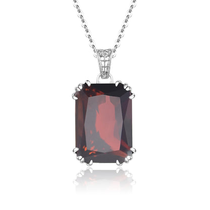 Damen-Halskette mit Rubin-Geburtsstein, Rechteckiger Anhänger 13x18 mm Goldplattiert