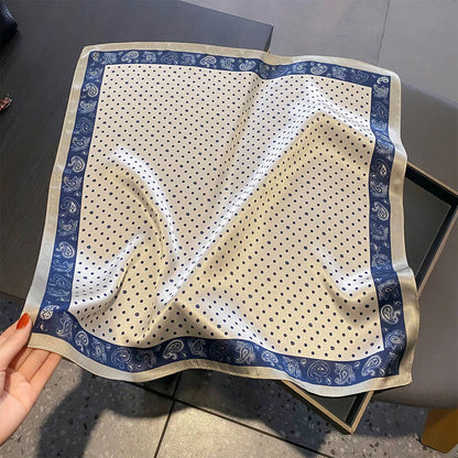 Damen Seidensatin Schal quadratisch gepunktet Kopftuch Bandana Hijab Neu