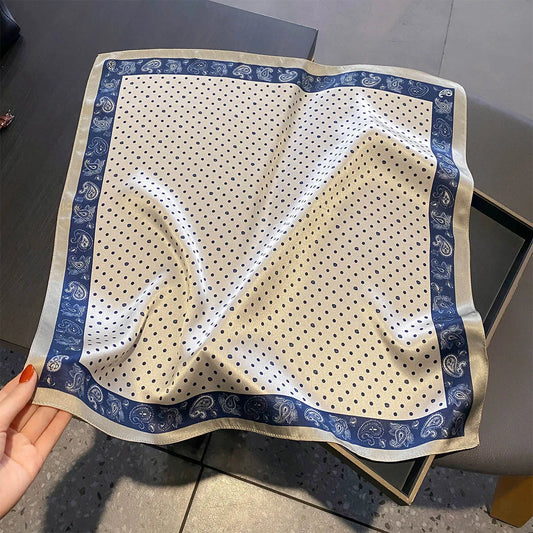 Damen Seidensatin Schal quadratisch gepunktet Kopftuch Bandana Hijab Neu
