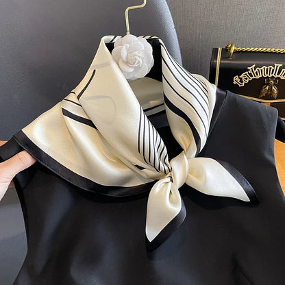 Damen Seidenschal quadratisch Luxus Haarband Halstuch Krawatte Handgelenk Bandana B