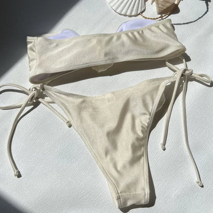 Sexy Bikini-Set mit Push-up-Effekt – Solides Design für Strand und Pool