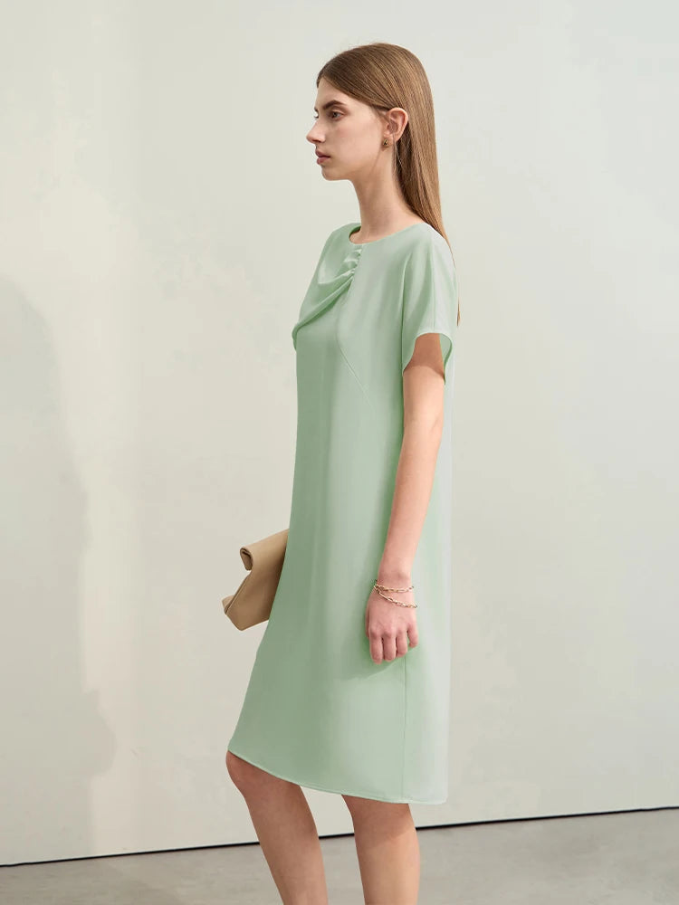 Elegantes Plissee-Kleid Für Damen Kurzarm Aus Chiffon