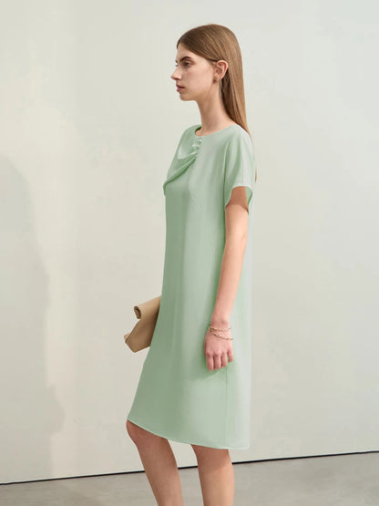Elegantes Plissee-Kleid Für Damen Kurzarm Aus Chiffon