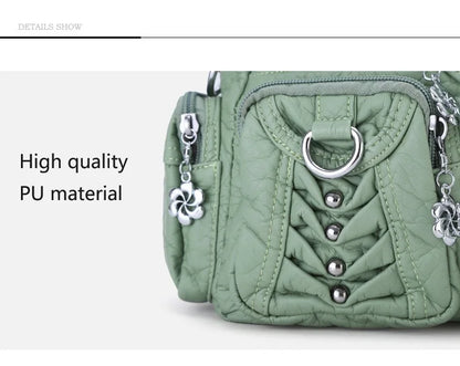 Damen-Satchel-Tasche aus PU mit Reißverschluss und viel Stauraum für Smartphone und Wertsachen