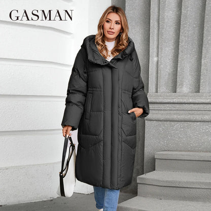 Lange Damen-Trenchjacke mit Kapuze und Reißverschluss – hochwertige Frühlingsmode Parka-Mantel