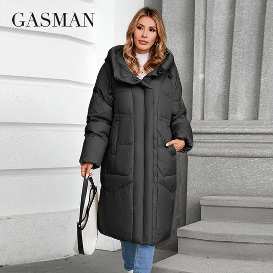 Lange Damen-Trenchjacke mit Kapuze und Reißverschluss – hochwertige Frühlingsmode Parka-Mantel