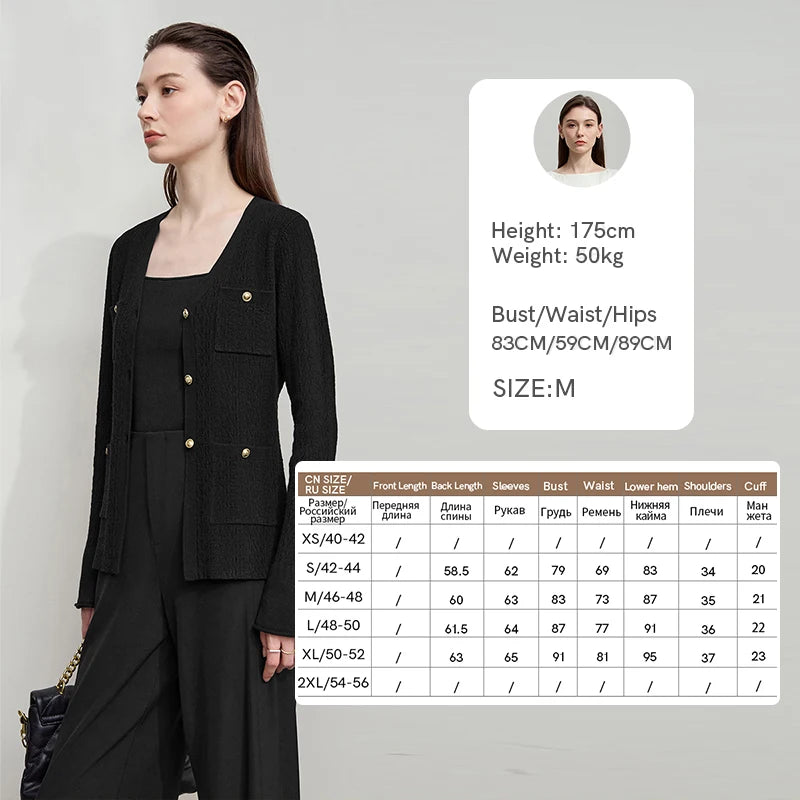 Damen-Strickjacke V-Ausschnitt einfarbig gerade Langarm vielseitig Herbst
