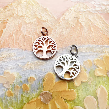 Damen-Charm-Anhänger kleiner Baum romantisch Frühling aus Sterlingsilber