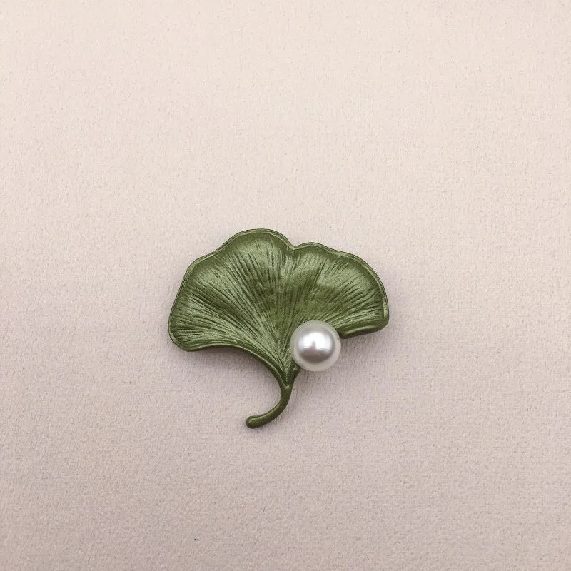 Brosche Blume Pflanze Perle Vintage Grün Pin Geschenk Schmuck Damen