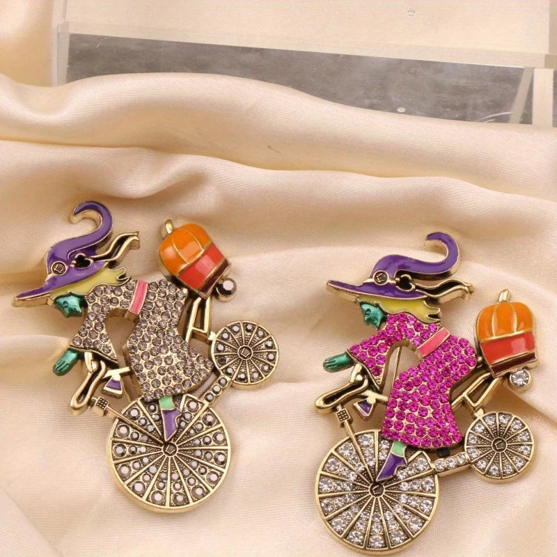 Brosche Hexe Halloween Kristall Vintage Barock Party Bankett Damen Herren