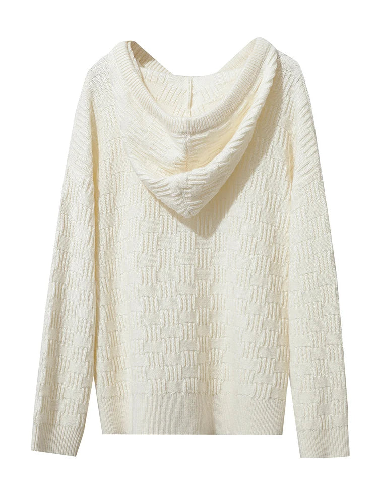 Damen-Kapuzenpullover Acryl-Wolle Raglan locker einfarbig Herbst-Winter