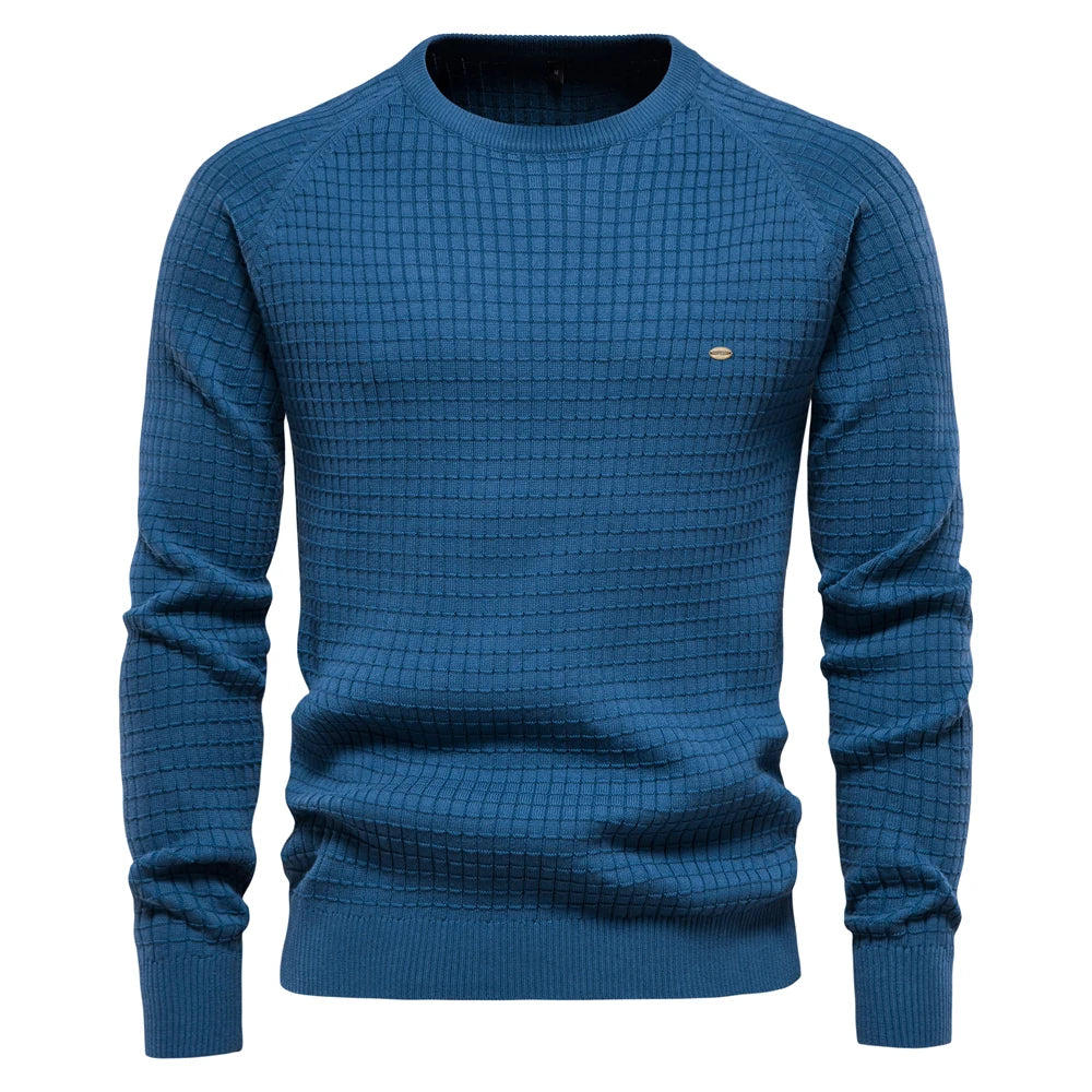 Männer Pullover aus 100 Prozent Baumwolle in solider Farbe für Herbst und Winter