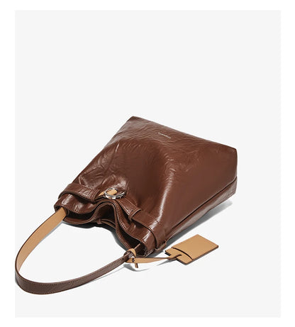 Damen Schultertasche Vintage Split-Leder mit großer Kapazität