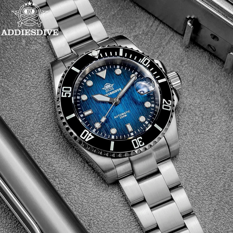 Herren Automatikuhr mechanisch Saphirglas 8215 200m wasserdicht Leuchtzeiger Edelstahl