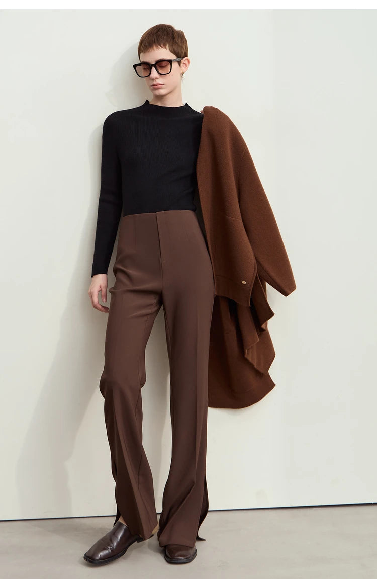 Damen-Halbrollkragen-Pullover Slim Raglan Wolle-Mix Herbst-Winter