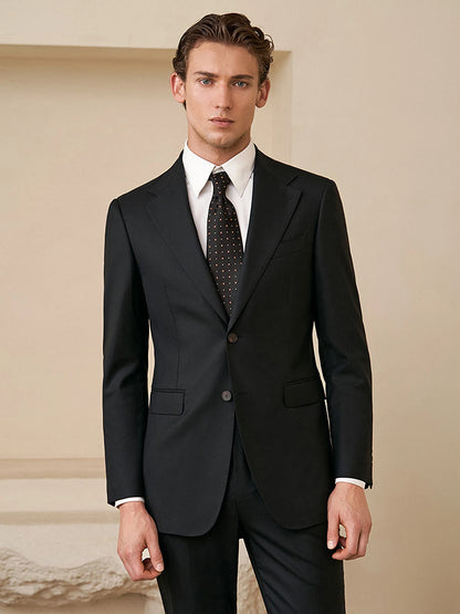 Doppelreihiger Herrenanzug im Korea-Stil – Slim Fit mit Streifenmuster in Blau, Grau, Schwarz oder Braun, ideal für Hochzeiten und formelle Anlässe.