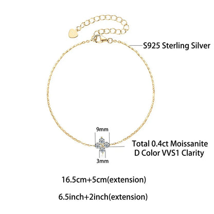 Damen-Armband Kleeblatt mit Moissanit in Gold