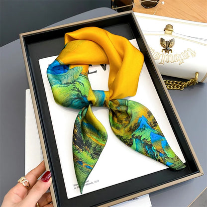 Damen Seidenschal quadratisch 70cm Halstuch Bandana Hijab Pashmina B
