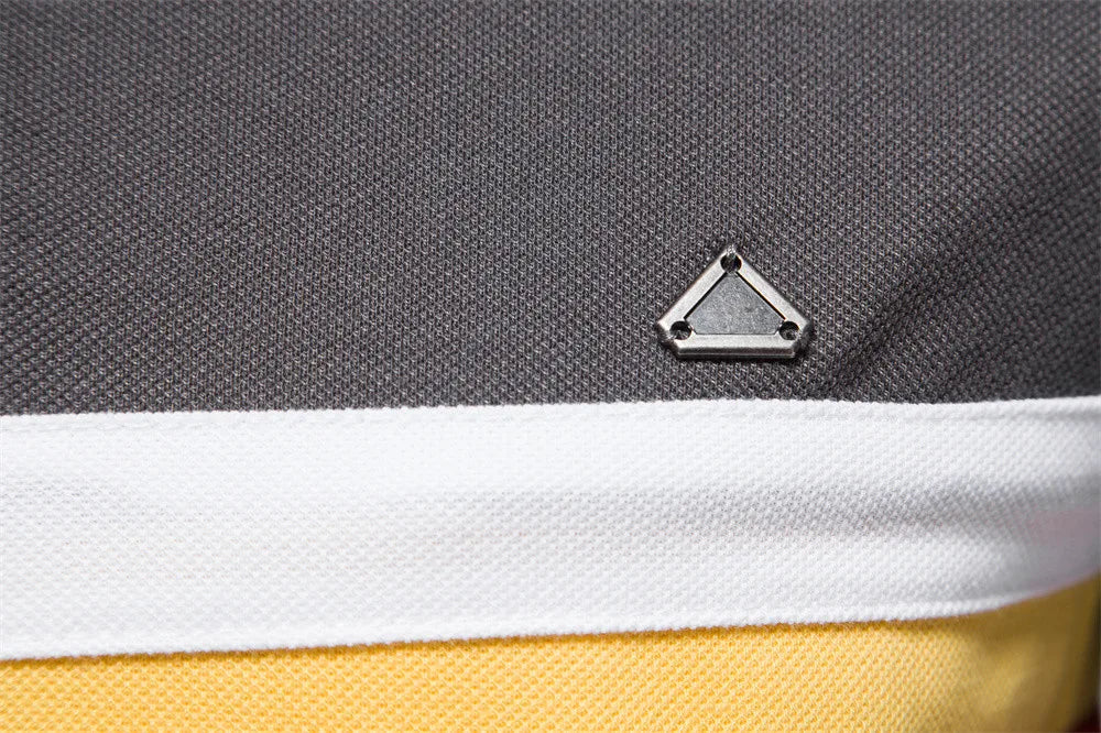 Herren Polo Shirt aus Baumwolle im gestreiften Multicolor Patchwork Design mit Kurzarm