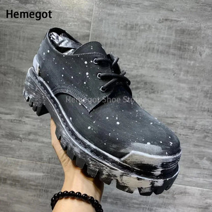Herren-Schnürschuhe aus Leder in Schwarz/Kaffee – elegant & strapazierfähig
