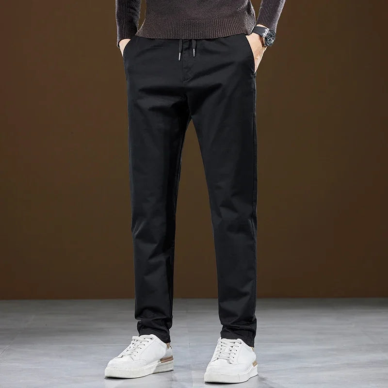 Herren Hose aus Baumwolle im Casual-Stil mit gerader Passform und Taschen