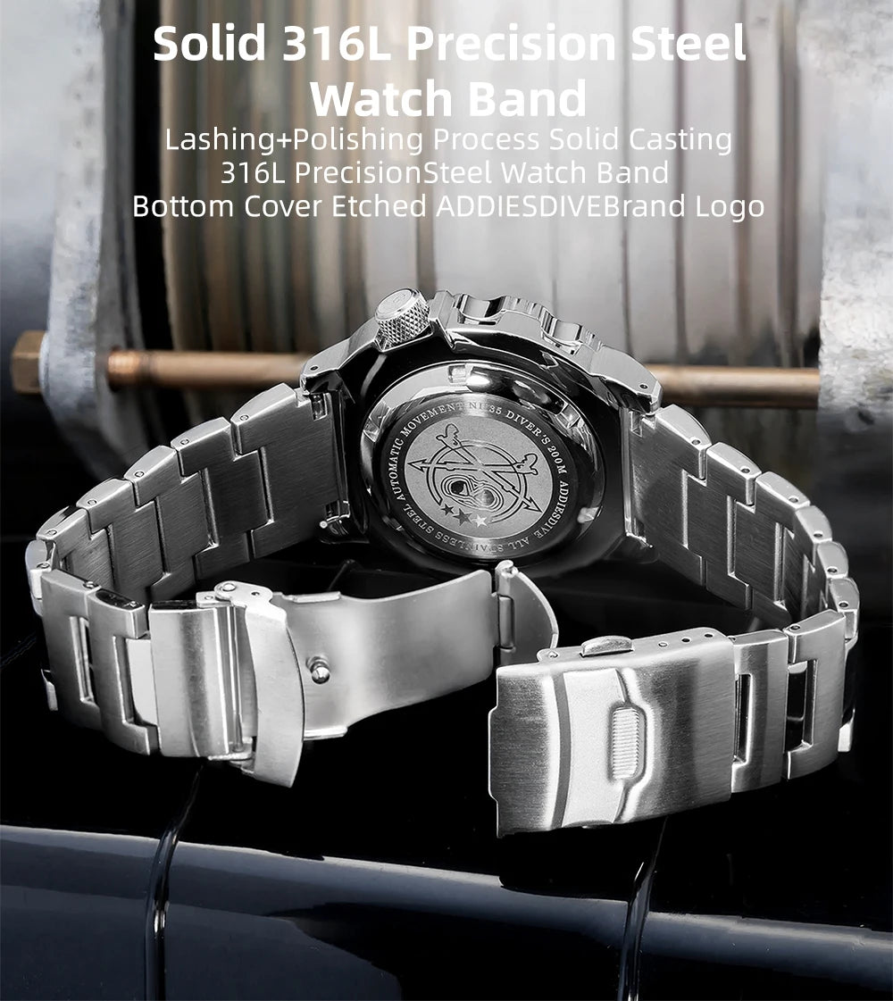 Herren-Taucheruhr mit Surf-Blue-Zifferblatt und NH35-Automatikwerk