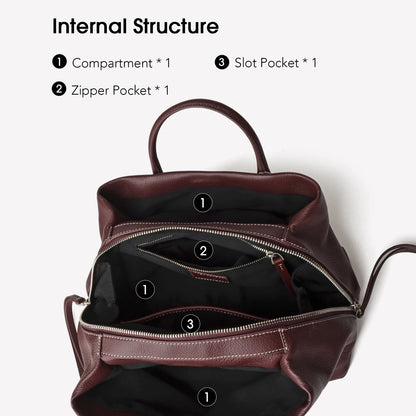 Echtes Rindsleder Damen-Handtasche | Mehrfach-Fächer Top-Handle