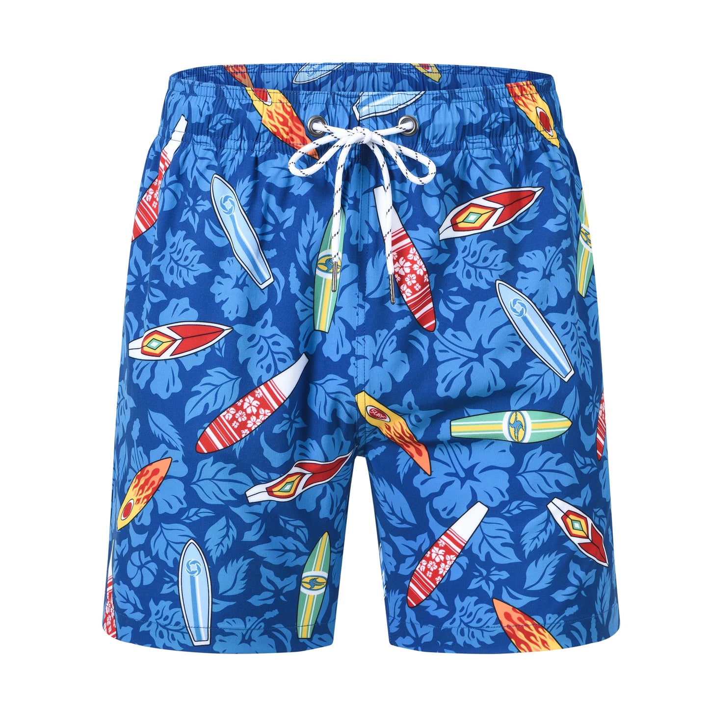 Herren-Badeshorts mit Kompressionsfutter, 2-in-1, schnelltrocknend, mit Kordelzug und Reißverschluss – ideal für den Strand.