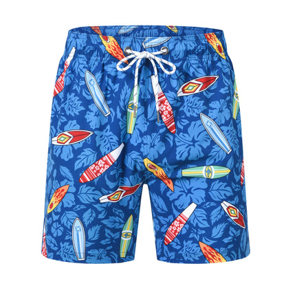 Herren-Badeshorts mit Kompressionsfutter, 2-in-1, schnelltrocknend, mit Kordelzug und Reißverschluss – ideal für den Strand.