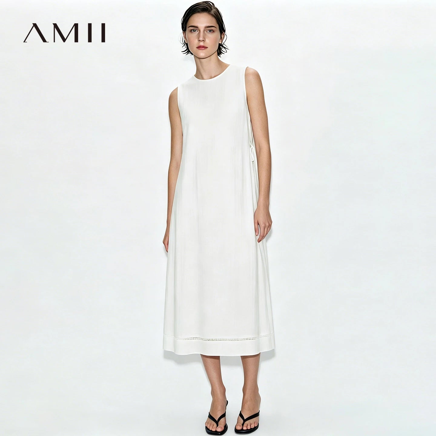 Damen Freizeitkleid ALinie Ärmellos Sommer Leicht Eleganz