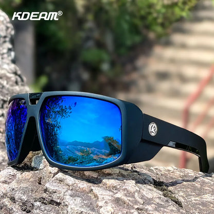 Sonnenbrille Sport polarisiert breiter Rahmen Outdoor Reißverschlussetui Herren